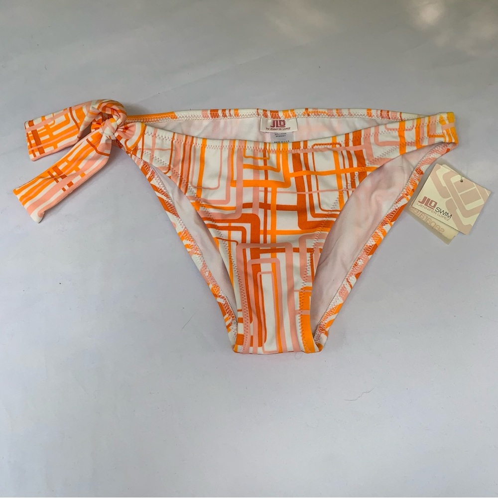 Jennifer Lopez JLO bikini bottom size M NWT Striped White Orange Red